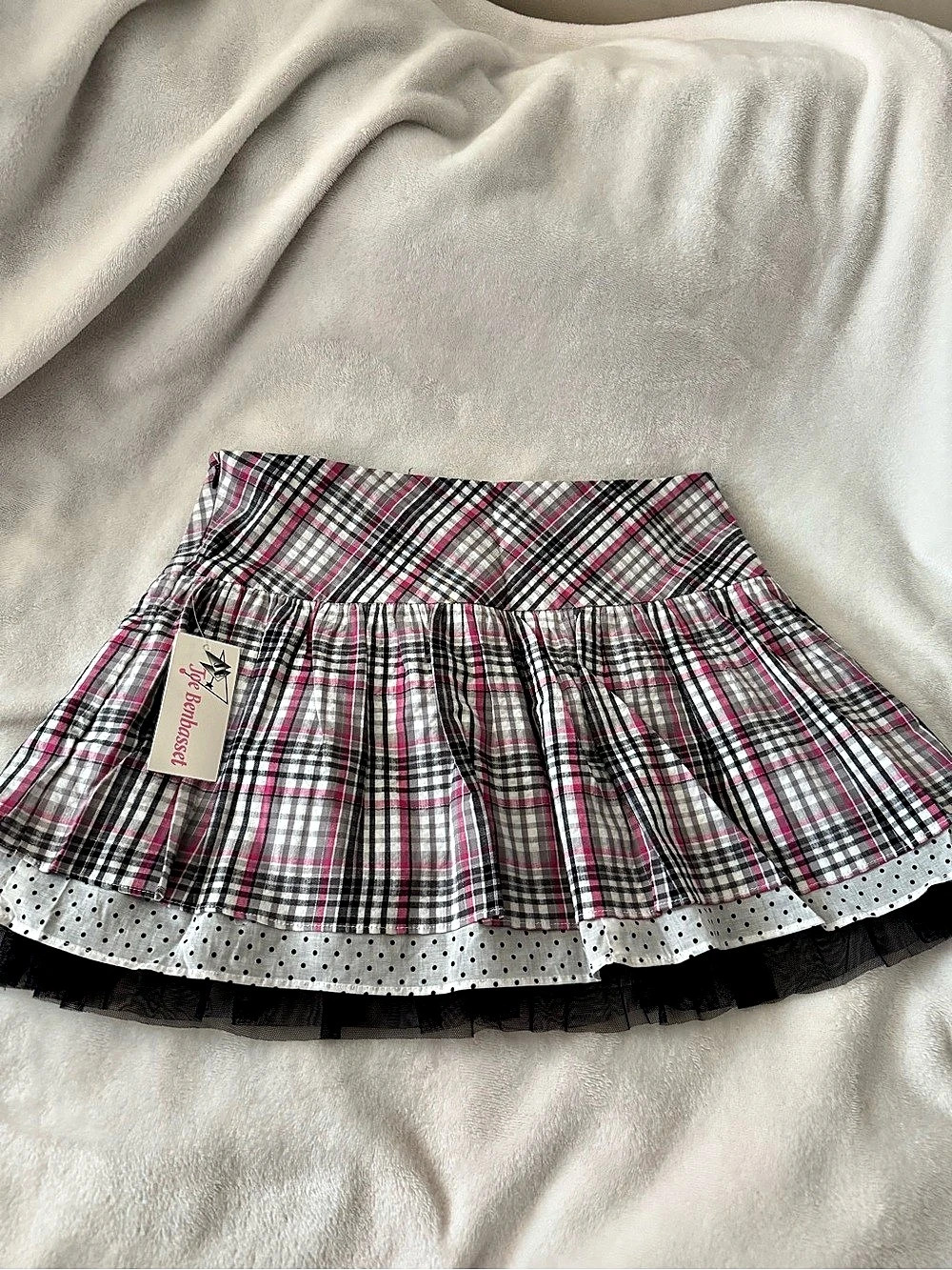 Joe Benbasset women’s Plaid Skirt Pink & Black Size 7 NWT